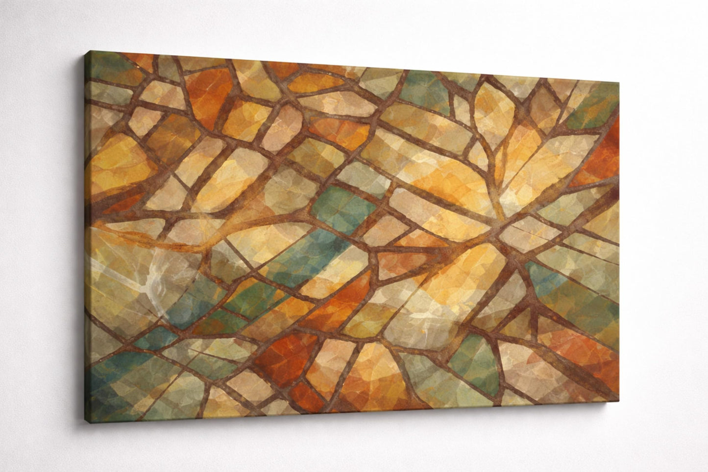 ICE ARMOR Large Abstract Mosaic Earth Tone Wall Art Rustic Contemporary Texture Canvas for Living Room Office Home Decor 24x36 Inch Frameless Canvas Print - Ready to hang