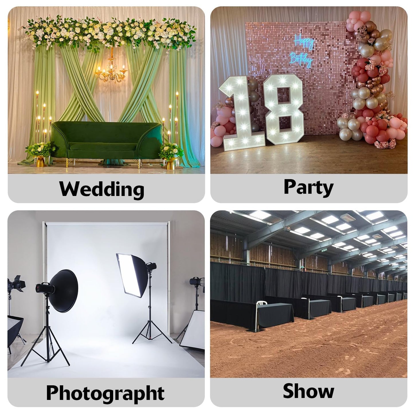 Hecis Double Backdrop Stand Heavy Duty,10x10ft Double Crossbar Pipe and Drape Stand, Adjustable Aluminium Flower Wall Backdrop, Back Drop Stand for Party Event, Trade Shows & Wedding Decor
