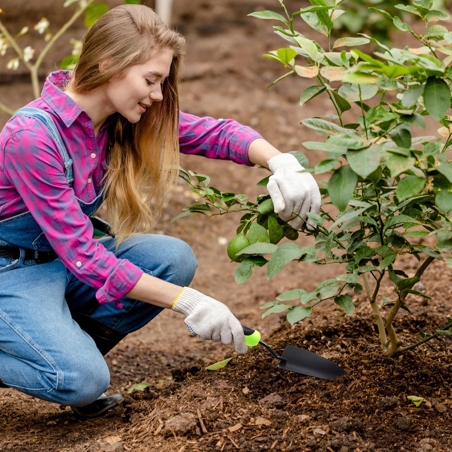Yaocom 30 Pcs Garden Shovel Aluminum Alloy Heavy Duty Trowel Small Digging Shovels Metal Hand Trowel Spade with Soft Handle for Garden Lawn Yard Planting Tool (Shovel with Ruler,Green)