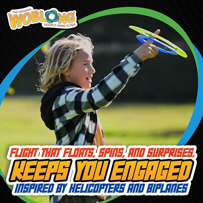 Double Wing Flyer – Aerodynamic Flying Disc for Families & Adults Playing Catch, Sports Toys for Beach Frisbee & Park Activities, Outdoor Toys for Teens & Frisbees for Adults (Y, BLK, B, R)