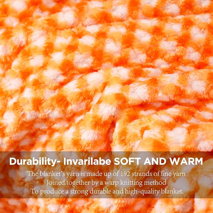 Zyrah Fleece Throws for Couch Super Soft Throw Blanket Lightweight Decorative Fuzzy Cozy Blankets for Sofa Chair Bed (C-Orange, Twin(60"x80"))