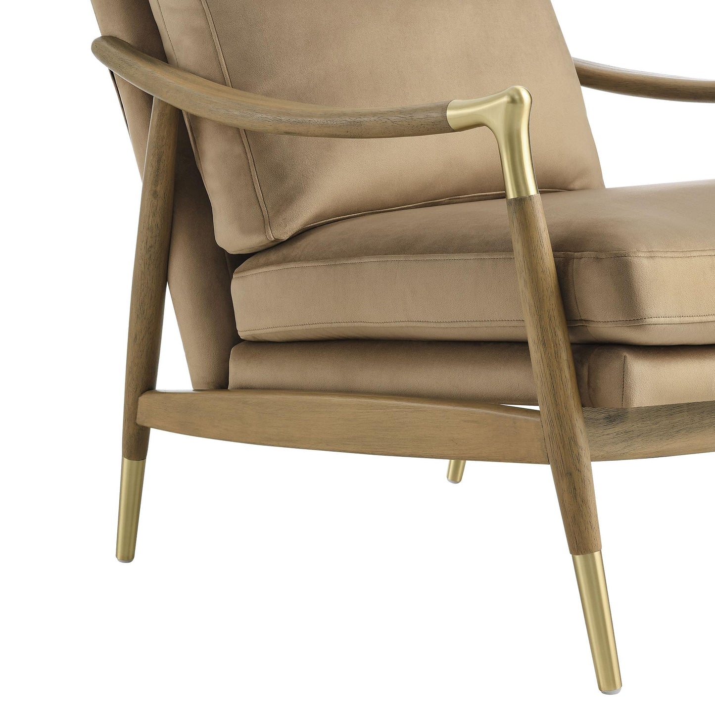 Modway Langford Stain-Resistant Performance Velvet Armchair – Mid Century Modern Velvet Chair with Wood Frame – Upholstered Accent Chair for Living Room or Bedroom