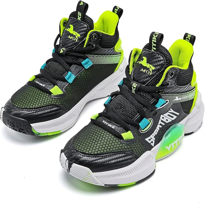 JMFCHI Kids Basketball Shoes High-top Sports Shoes Sneakers Durable Lace-up Non-Slip Running Shoes Secure for Little Kids Big Kids and Boys Girls