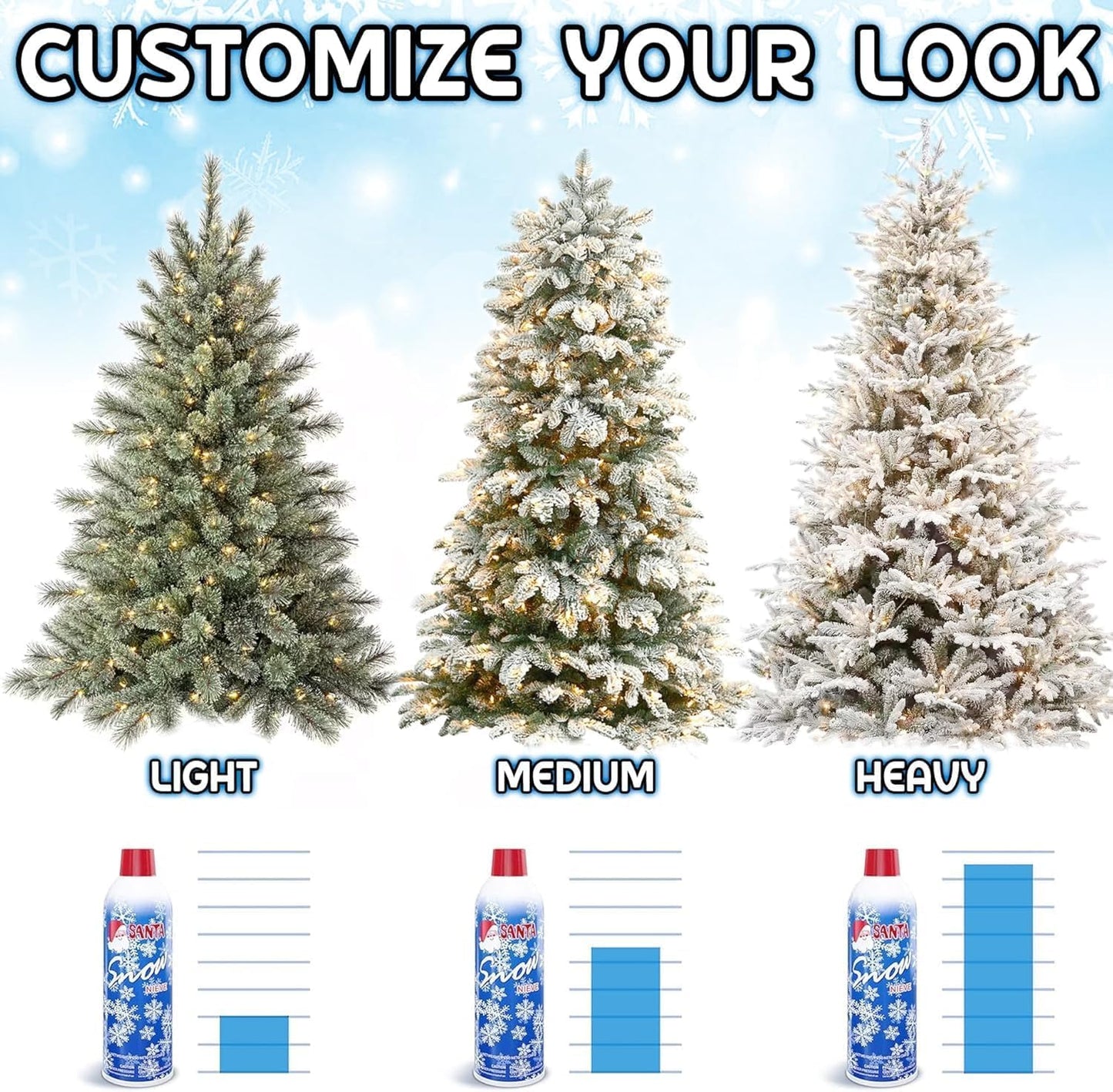 GRAS Art Bundles Christmas Fake Snow Spray 13oz 6-Pack – Instant Artificial Snow for Trees, Windows, Wreaths & Holiday Crafts – Easy Winter Decoration Kit for a Frosty, Snowy Finish