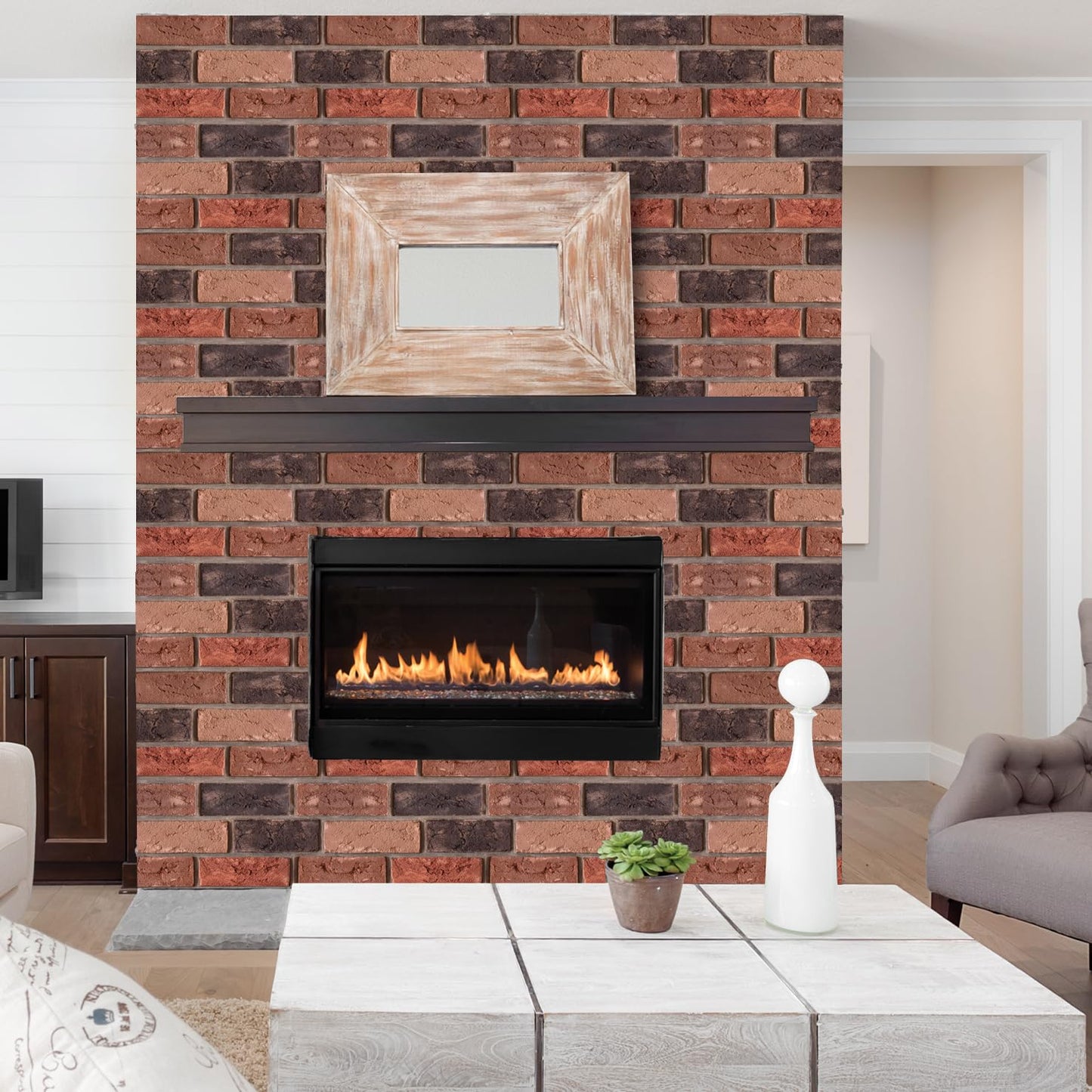 szgwtk 3D Wall Panels Peel and Stick,Faux Brick,Waterproof Self Adhesive Decorative Wall Panelsfor Interior Wall Decor,Living Room,TV Background,Study Room,Fireplace,Bedroom 10 Pcs 30x30cm