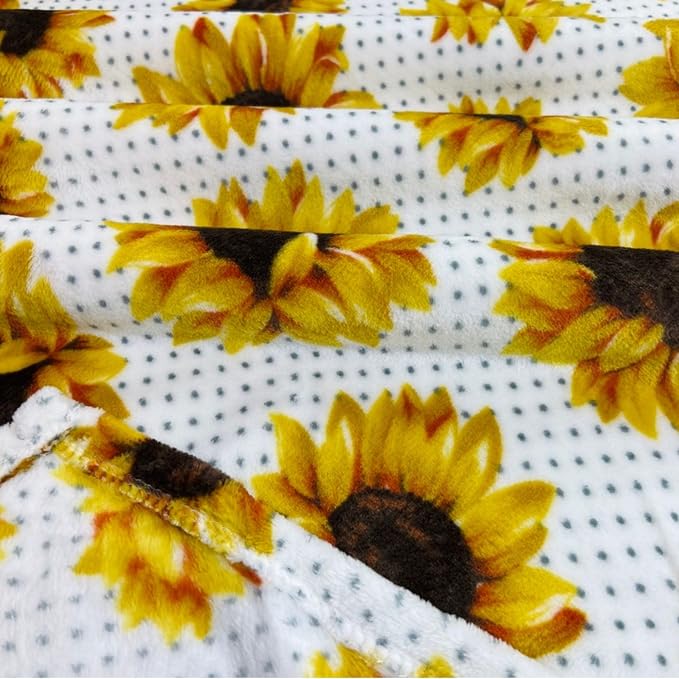 Serafina Home Summer Sunflower Throw Blanket: Beautiful Fleece Flowers with Yellow Brown White Accents, 50" x 60", for Couch, Bed, Travel