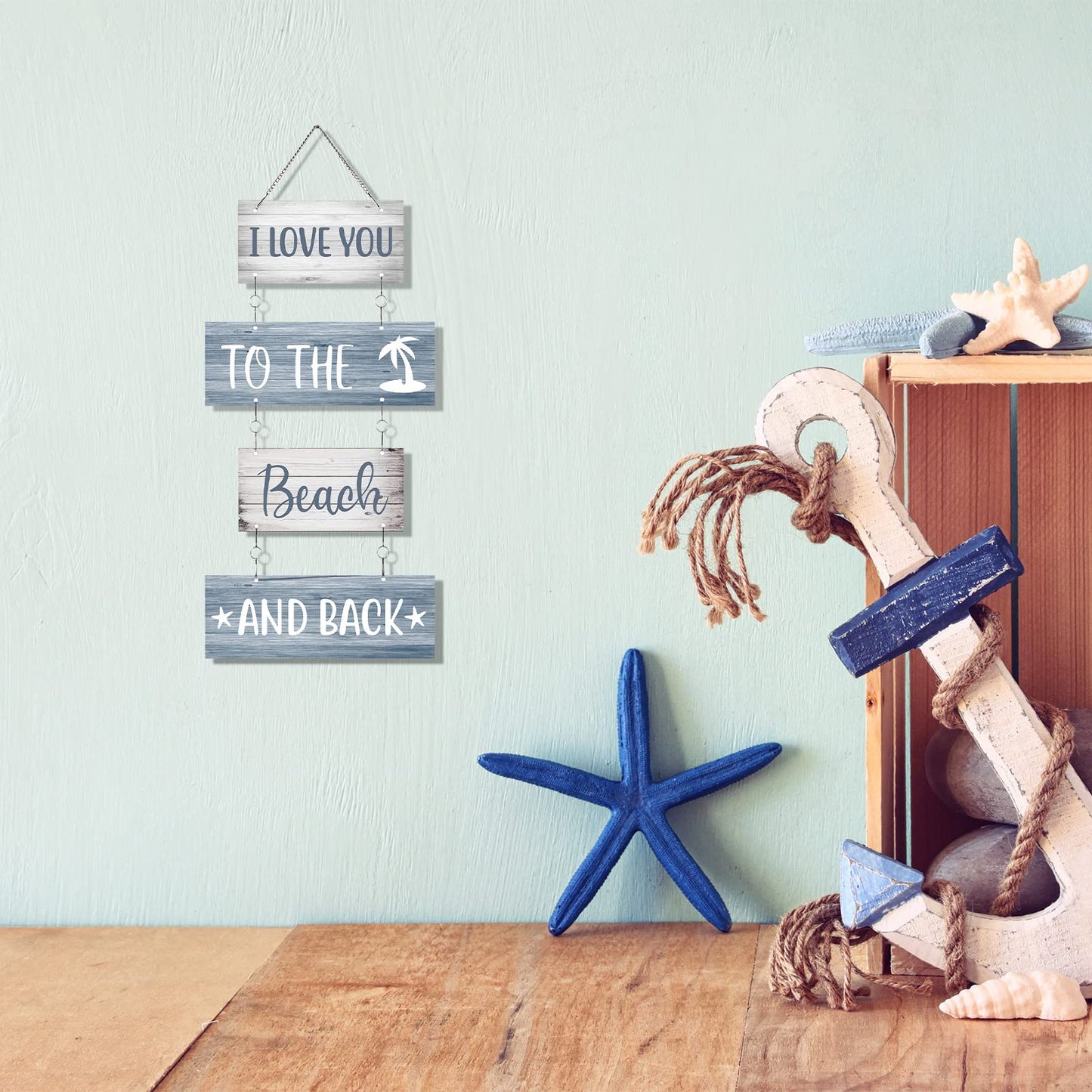 Hotop Beach Wall Decor for Bathroom Aluminum I Love You to The Beach and Back Sign Metal Wall Art Hanging Sign for Bathroom Bedroom Home Dining Room Kitchen Coastal Living Spaces
