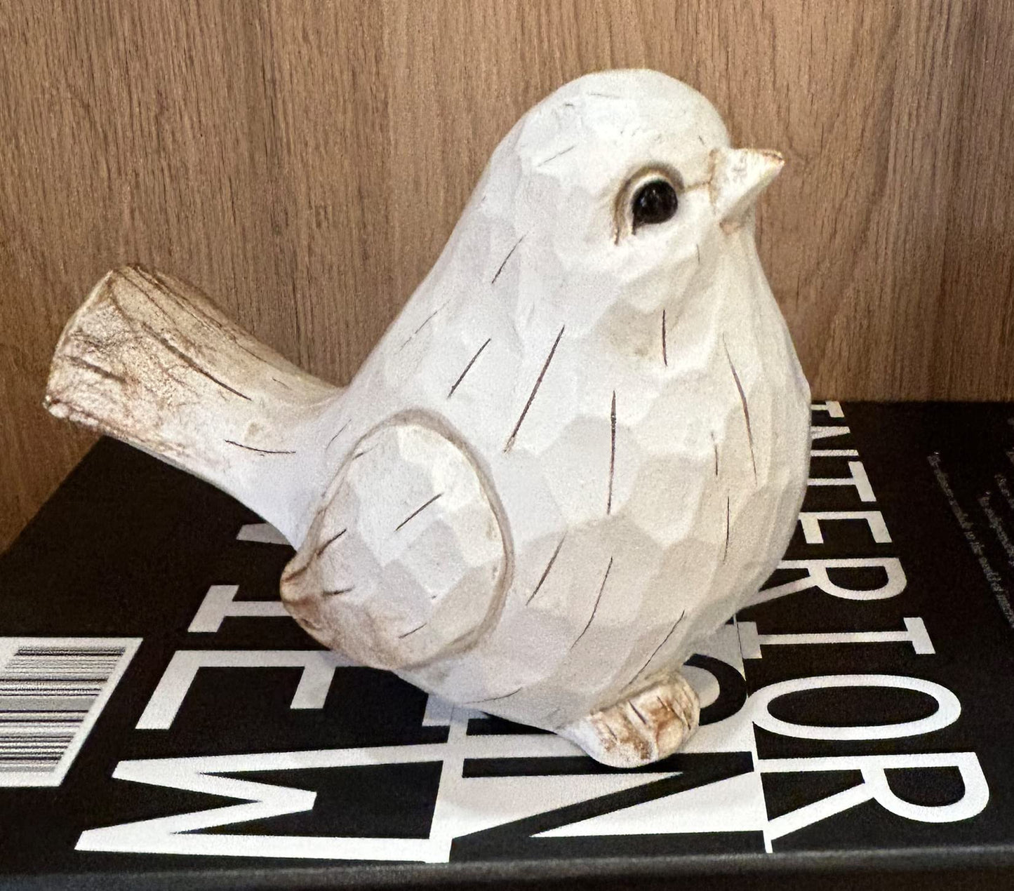 realideas New White Modern Farmhouse Bird Figurine, Bird Statue Sculpture - Carved Rustic Distressed Animal Bird Ornaments - Home Decor Accents Collectible Bird Figurine | Spring