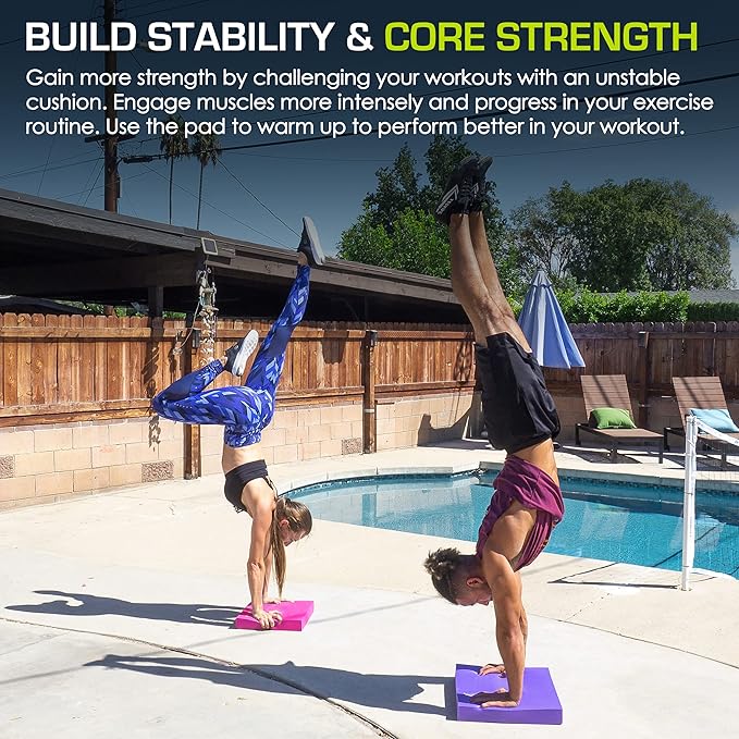 ProsourceFit Exercise Balance Pad ??Non-Slip Cushioned Foam Mat & Knee Pad for Fitness and Stability Training, Yoga, Physical Therapy