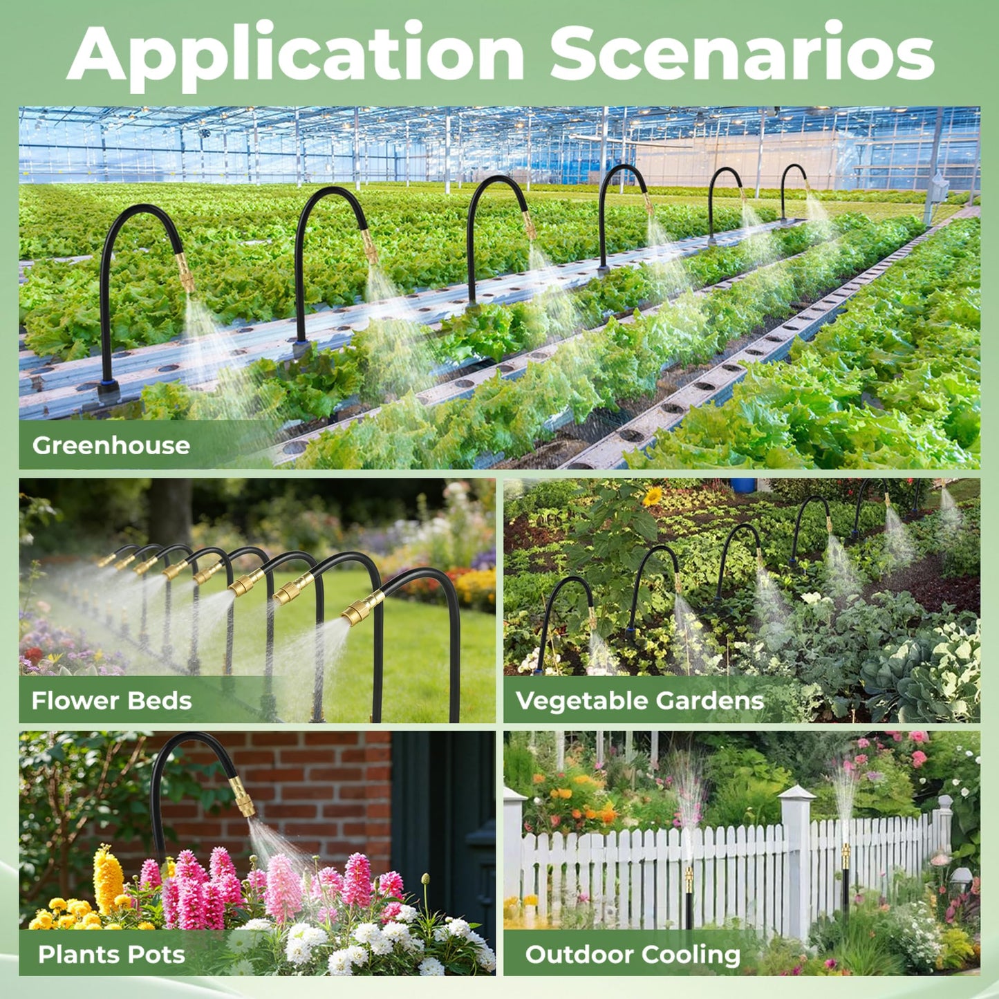 50FT Drip Irrigation System for Starter: Small Garden Quick Connect 1/4" PE Water Tubing Automatic 11Pcs Sprinkler Kit Adjustable Misting Part Watering Hose Outdoor Raised Bed Plants Flower Greenhouse