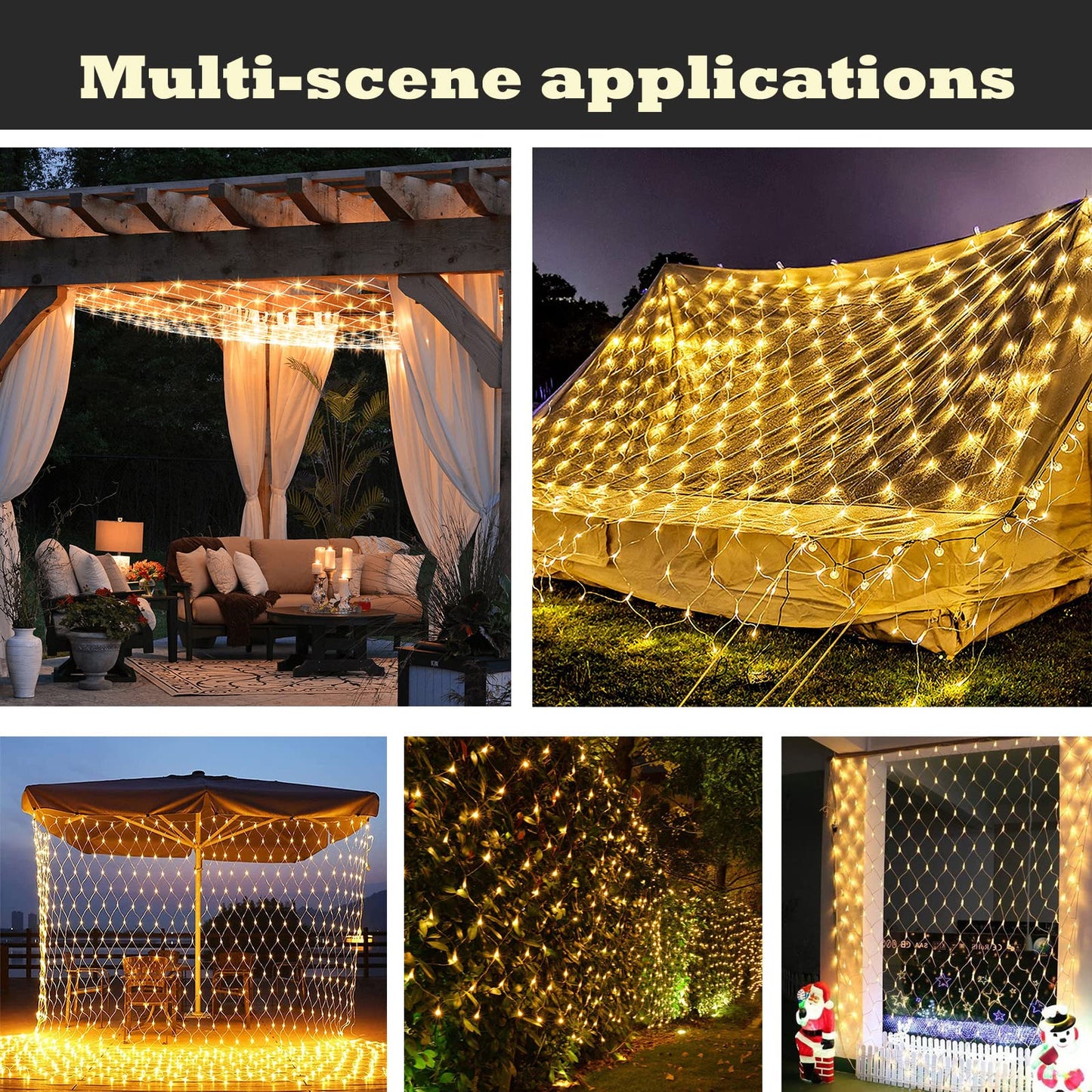 Eueasy LED Lights Outdoor Fairy Lights Chandelier - 270L Gazebo Net Lights with 8 Lighting Modes, 10×10 FT Chandelier for Pergolas,Wedding, Bush, Christmas