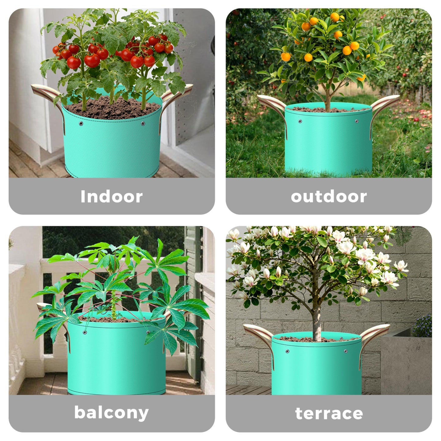 SPONDWILD 7 Pcs 7 Gallon Grow Bags, PE Garden Grow Bags for Plants with Branch-Binding Holes and Bottom Drain Holes, Ideal for Vegetables, Strawberries and Flowers