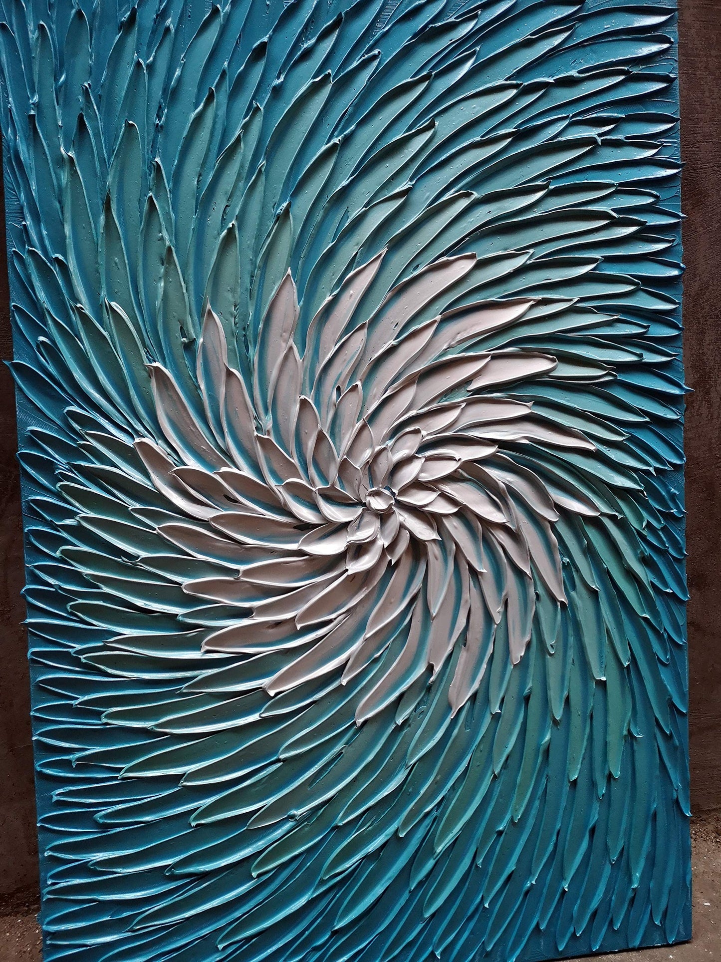 YaSheng Art - 24x36inch Wall Art 3D Vertical Wall Art ,100% hand painted Modern Abstract Wall Art ,Oil Painting Blue and Silver Canvas Wall Art Artwork ,Wall Art for Living Room, Bedroom Wall Decor,Office Wall Decor Home ,Framed Wall Art