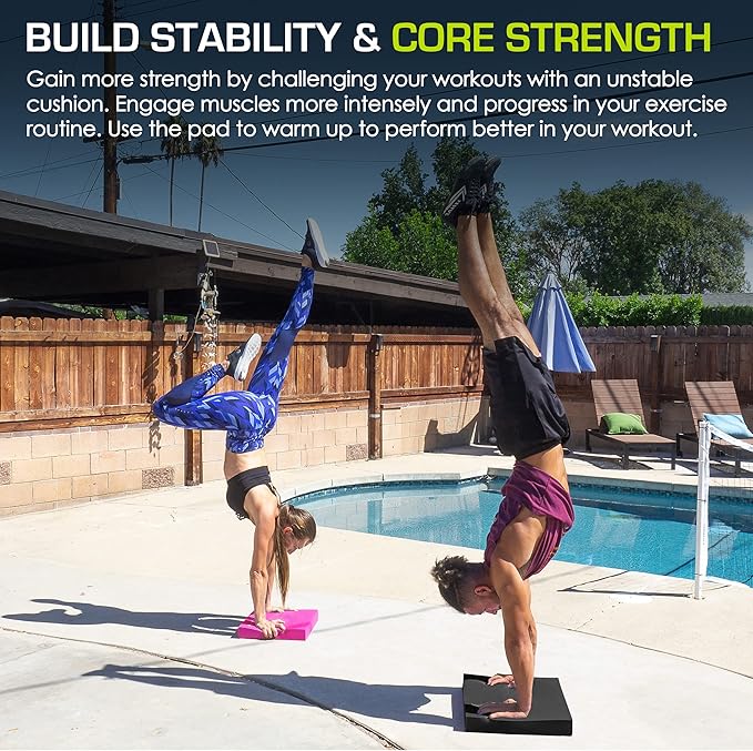 ProsourceFit Exercise Balance Pad – Non-Slip Cushioned Foam Mat & Knee Pad for Fitness and Stability Training, Yoga, Physical Therapy
