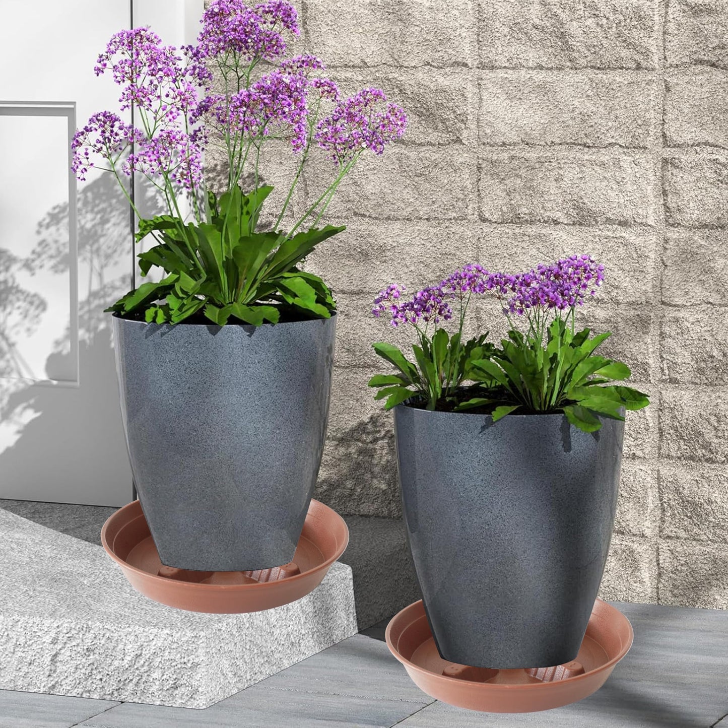Feyvdzv 4 Pack Plant Saucer 10 inch, 8 12 14 17 inch, Plant Stand Plastic Plant Saucers for Indoors Outdoor, Heavy Duty Flower Plant Risers for Inside Pots, Pot Saucers for Plants, Grow Bags Saucers