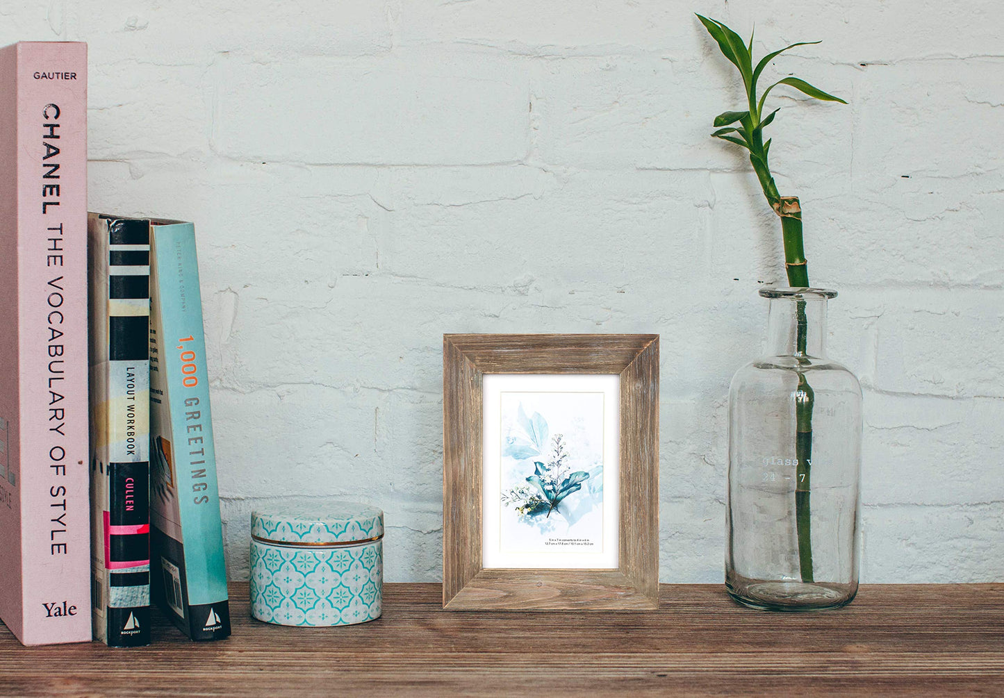 KAIWIN 100% Solid Wood Brown 5x7 Picture Frame 1 Pack - Display Picture 4x6 with Mat, Rustic Wooden Photo Frames for Table Top and Wall Mounting