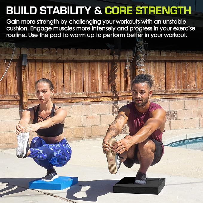 ProsourceFit Exercise Balance Pad ??Non-Slip Cushioned Foam Mat & Knee Pad for Fitness and Stability Training, Yoga, Physical Therapy