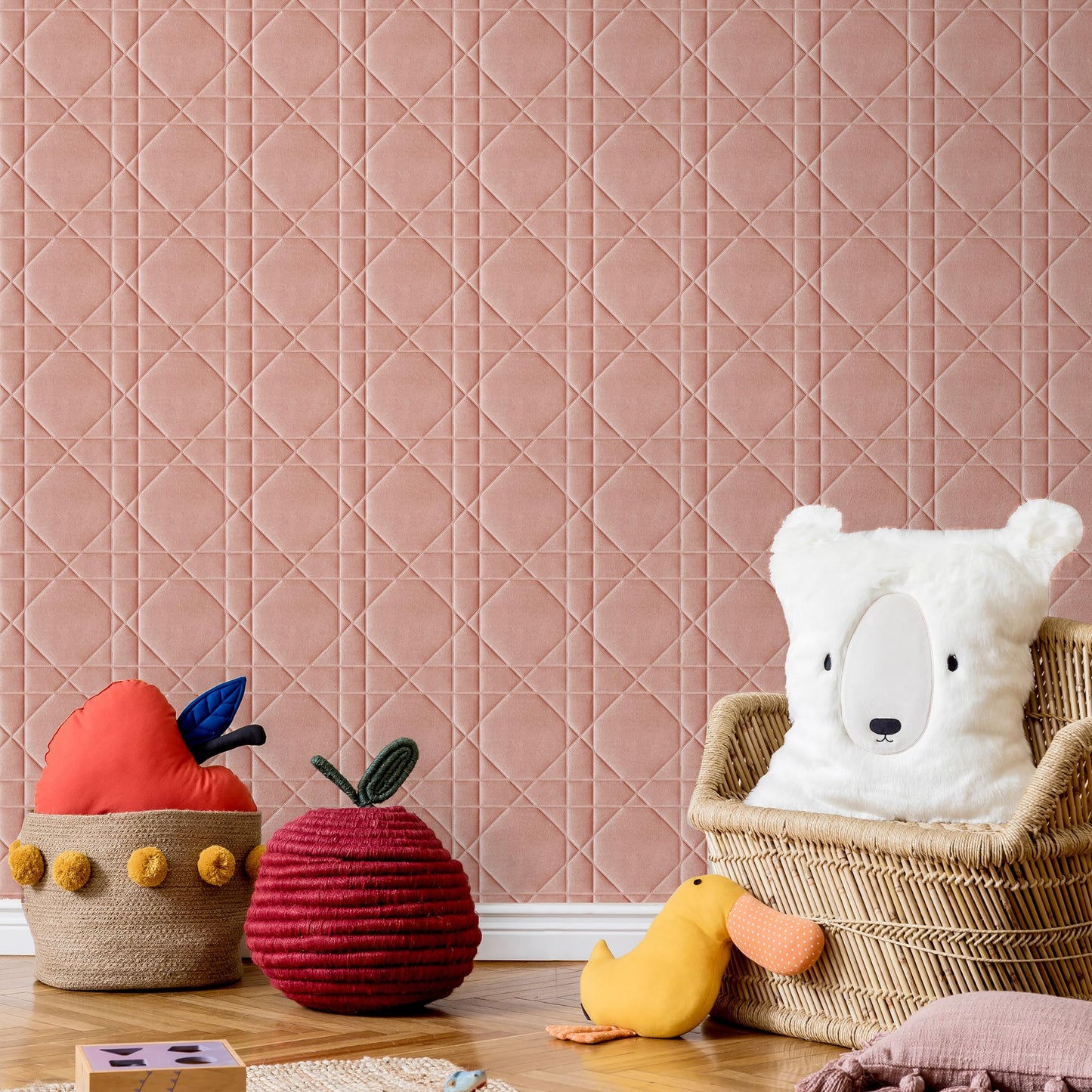 Aurawall Velvet 3d wall panels for Interior wall Decor peel and stick, Soundproof Geometric Textured 3d Wall Panels for Living Room, Bedroom, TV Background Pink 17.7" x 17.7", Covers 26.15 Sq.Ft 12pcs