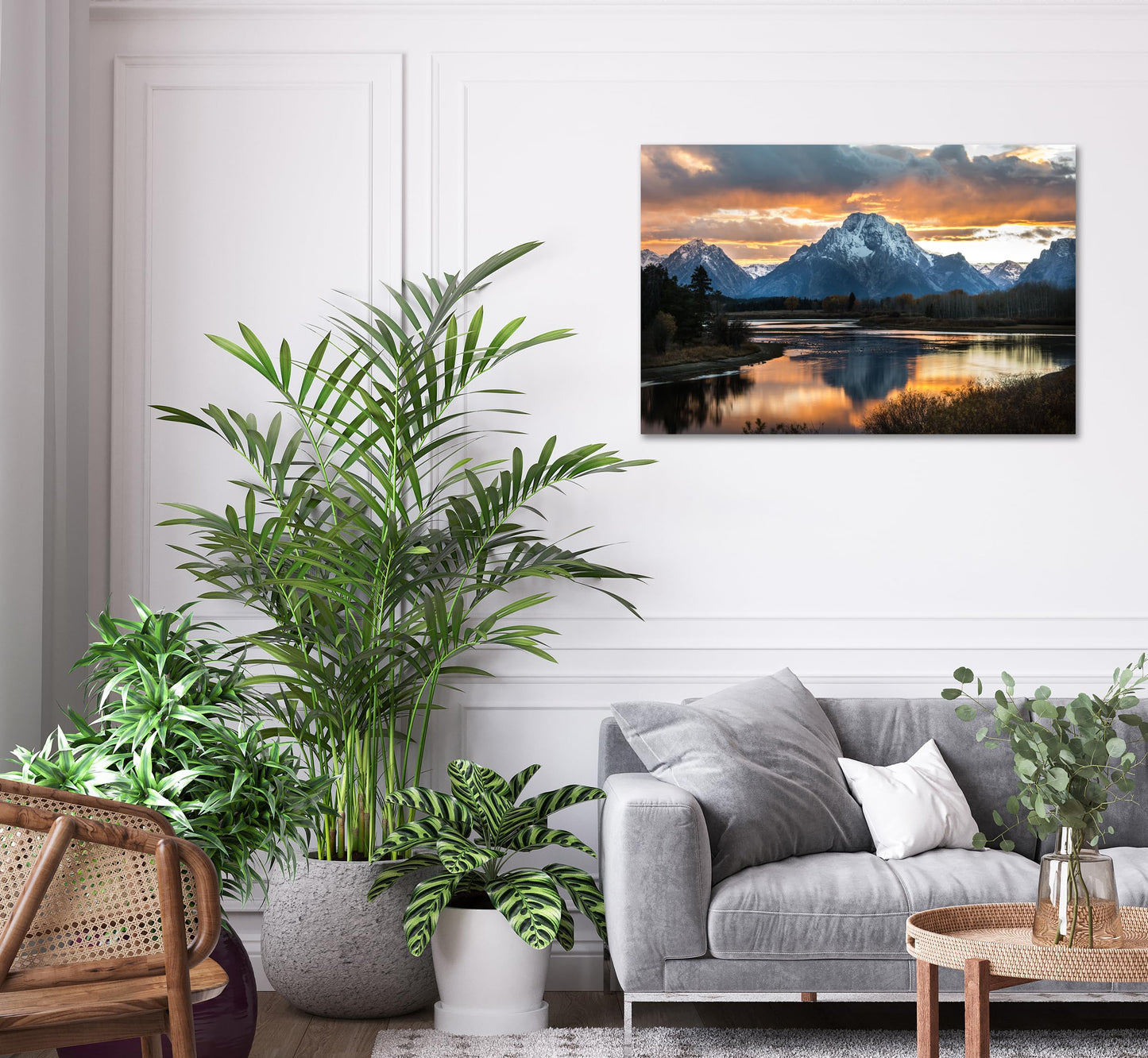 SKASNFAI Grand Teton National Park Canvas Wall Art Mountain Landscape Print Picture Framed Nature Wall Decor for Living Room Office (12L x 16W)