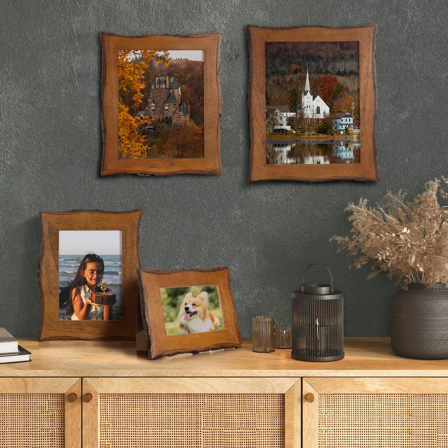 Axeman 8x10 Live Edge Picture Frame, Solid Rustic Handcrafted Wood Frame with Real Bark Edges & High Definition Glass Front, Farmhouse Decor for Tabletop or Wall Display