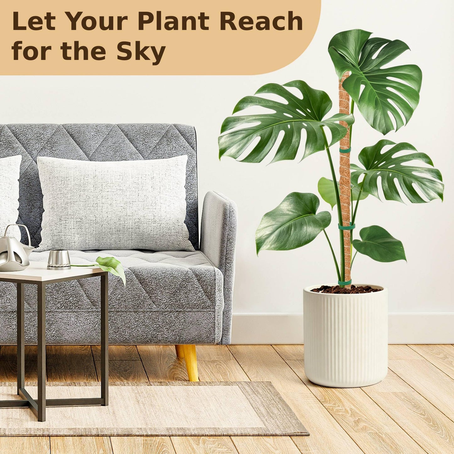 4 Pack Moss Pole, 2 Pack 28" & 2 Pack 48" Bendable Monstera Plant Support, Plant Stakes for Climbing Indoor Plants, Coco Coir Moss Pole for Potted Plants, Pothos, Philodendron