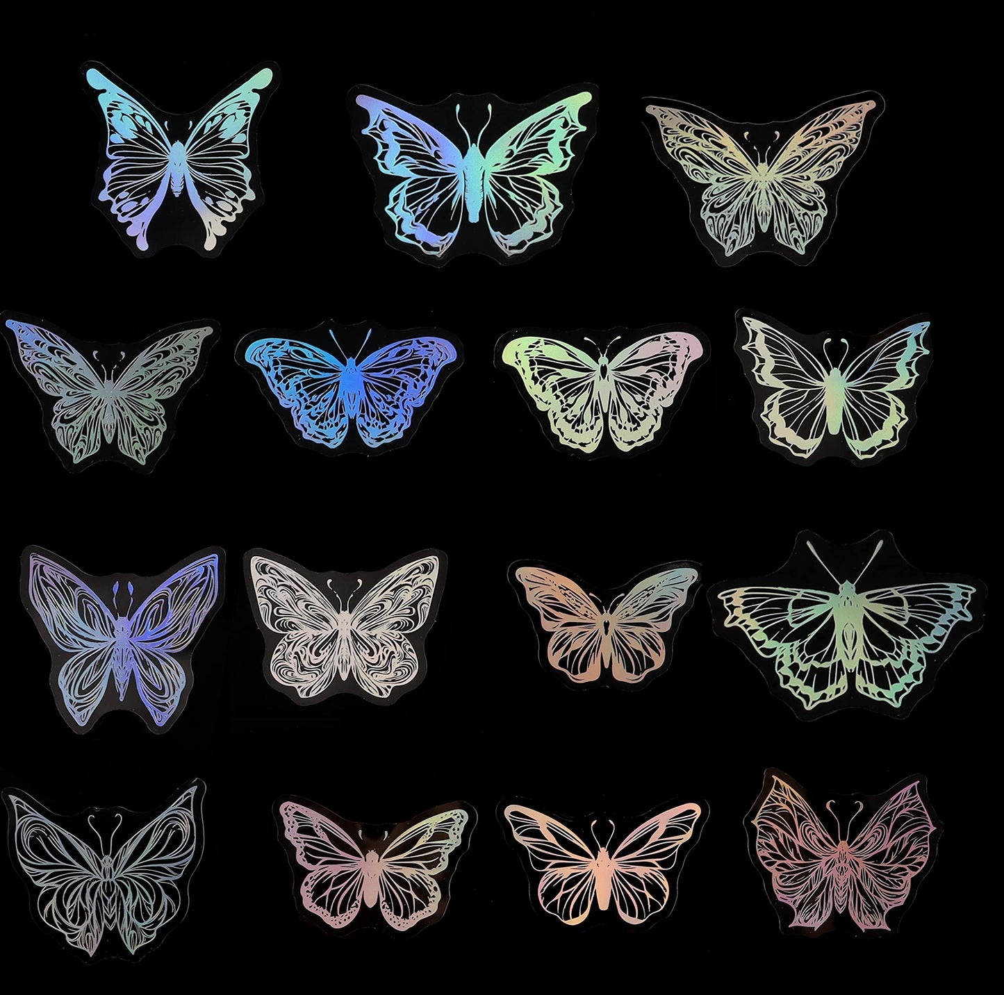 45Pcs Butterfly Holographic Stickers – Waterproof Transparent PET Decals for Scrapbooking, Journaling, Planners & DIY Crafts – Aesthetic Resin Stickers for Phone, Laptop & Water Bottle