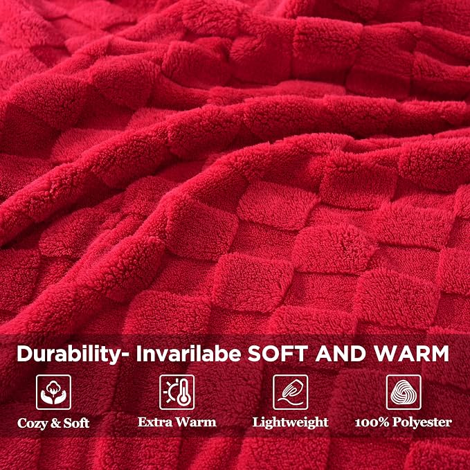 Zyrah Super Soft Throws for Couch Fleece Throw Blanket Lightweight Decorative Fuzzy Cozy Blankets for Sofa Chair Bed (B-Red, Twin(60"x80"))