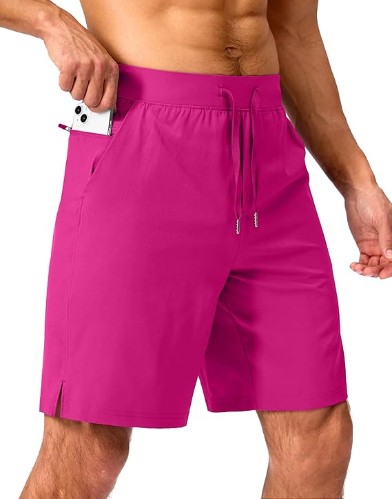 Men's Running Shorts with Zipper Pockets 9 Inch/ 7 Inch / 5 Inch Lightweight Quick Dry Gym Workout Athletic Shorts for Men(9 inch)