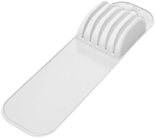 madesmart Knife Mat, Soft-Grip Slot Organizer for 5 Knives, Non-Slip Drawer Insert Protects Blades and Drawers, Space-Saving Kitchen Knife Storage, Grey