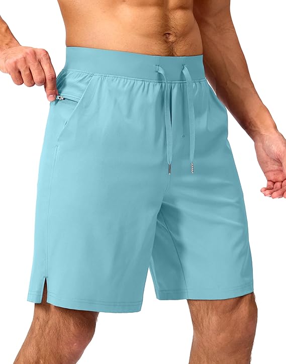 Men's Running Shorts with Zipper Pockets 9 Inch/ 7 Inch / 5 Inch Lightweight Quick Dry Gym Workout Athletic Shorts for Men(9 inch)