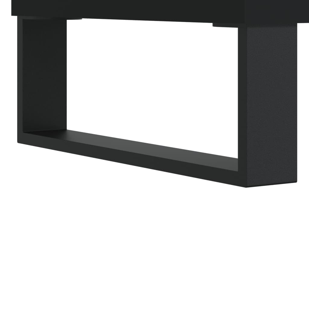Vinyl Record Storage Cabinet with Iron Legs, Mid-Century Modern Media Console for Living Room, Matte Black Engineered Wood Record Player Stand, 39.4x15.0x18.9 Inches