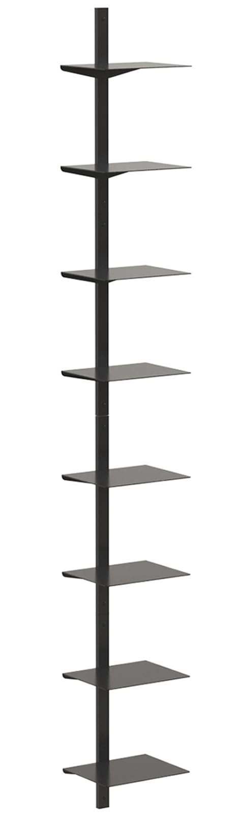 DuvinDD 8 Tier Invisible Floating Book Shelves for Wall, Hanging Bookshelves Vertical Spine Book Tower, Heavy-Duty Metal Floating Bookshelf, 4 Pack Black