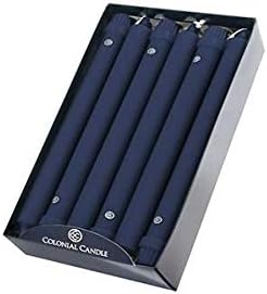 Colonial Candle Unscented Taper Candle, Classic Collection, Indigo, 10 In, Pack of 12 - Up to 8 Hours Burn