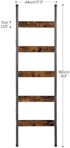 HOOBRO Blanket Ladder and Towel Rack for Bathroom, Drying and Display Rack with Shelf, Towel Bar with Hanging Rod, BF52CJ01-BF11LB01