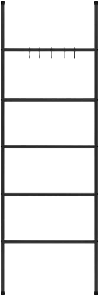 vidaXL Towel Rack Ladder with 5 Tiers Black 22.8x68.9 Iron