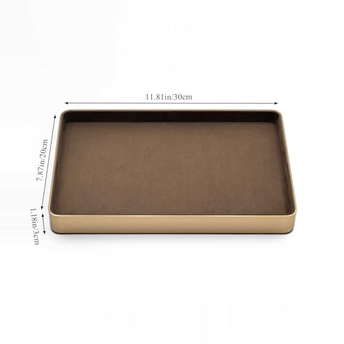 KOLOKAL Metal Jewelry Tray, Valet Tray, Bedside Table and Desktop Organizer. It is Stackable and can be Used to Display Watches, Rings, Earrings and Bracelets（Brown）