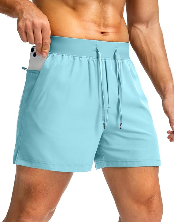 Men's Running Shorts with Zipper Pockets 9 Inch/ 7 Inch / 5 Inch Lightweight Quick Dry Gym Workout Athletic Shorts for Men(5 inch0