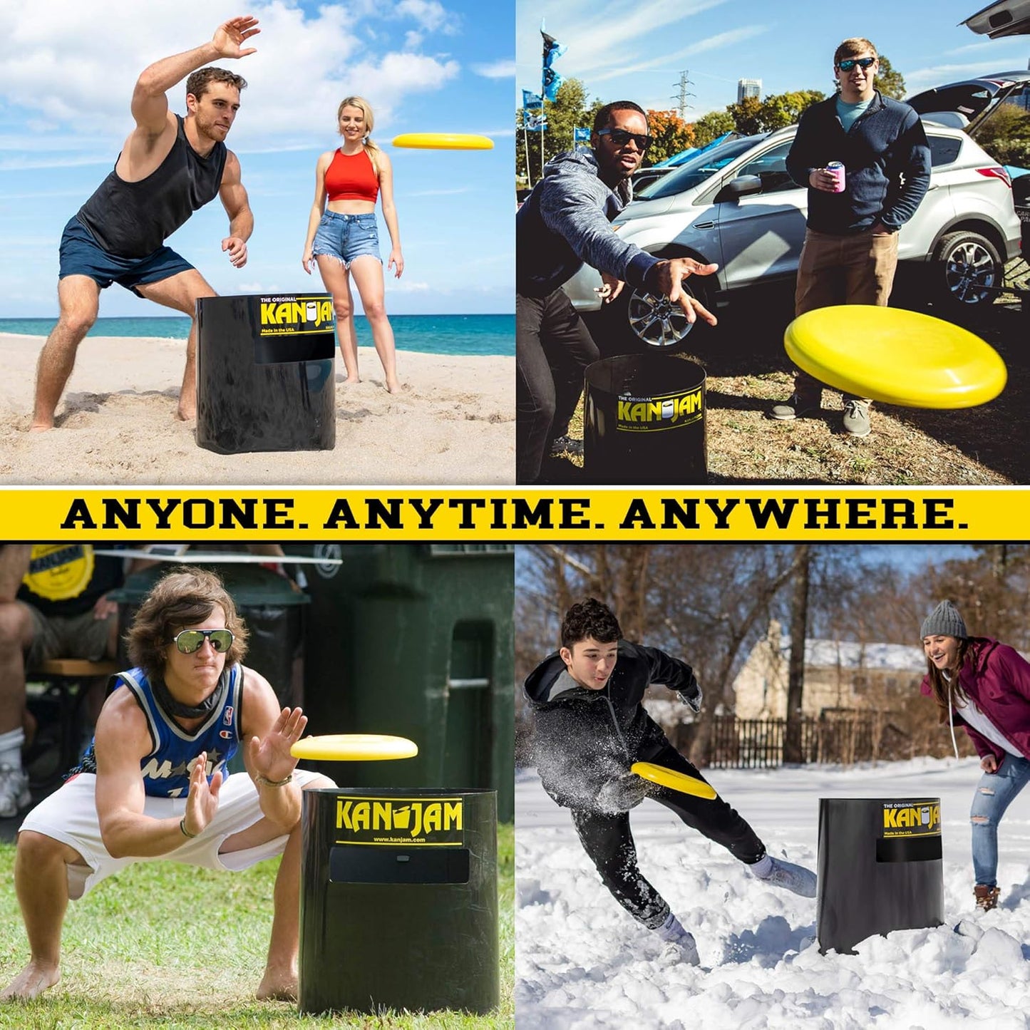 Kan Jam & Strike Jam Combo Outdoor Game Set – Flying Disc Toss & Roundnet Spike Ball Backyard Game – Portable Beach & Lawn Party Game with Carry Bag