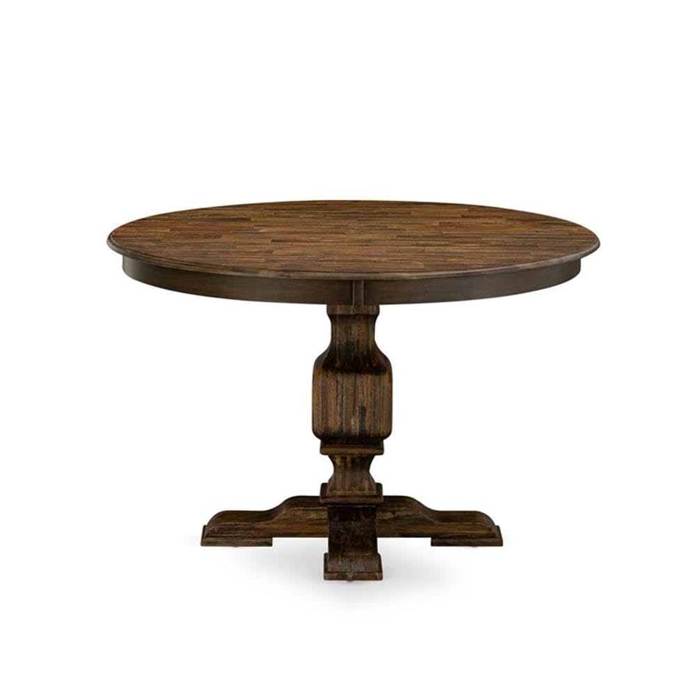 Luxe by East West Furniture FE3-07-TP Ferris Kitchen Dining Table - a Round Wooden Table Top with Pedestal Base, 48x48 Inch, Distressed Jacobean