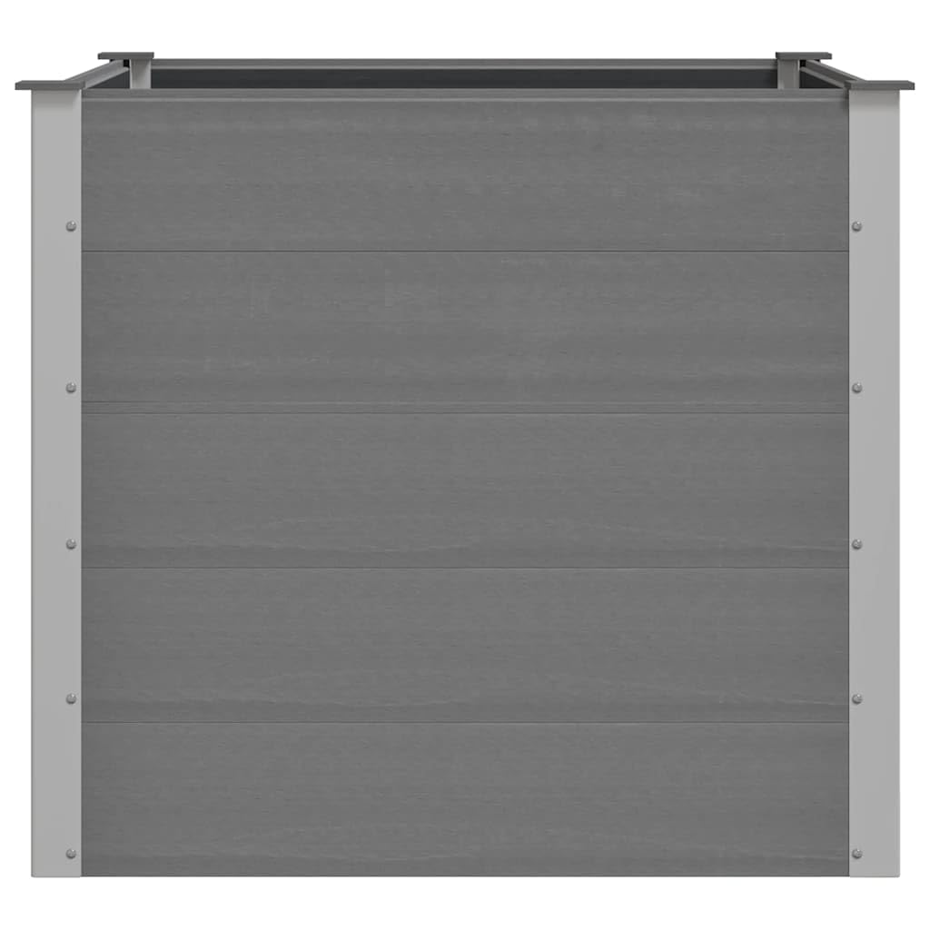 Foknhdi 39.4 x 39.4 x 35.8 in Grey Raised Garden Bed Outdoor, Large Square WPC Planter Box with Aluminum Frame for Patio, Balcony, Yard Herb & Vegetable Growing