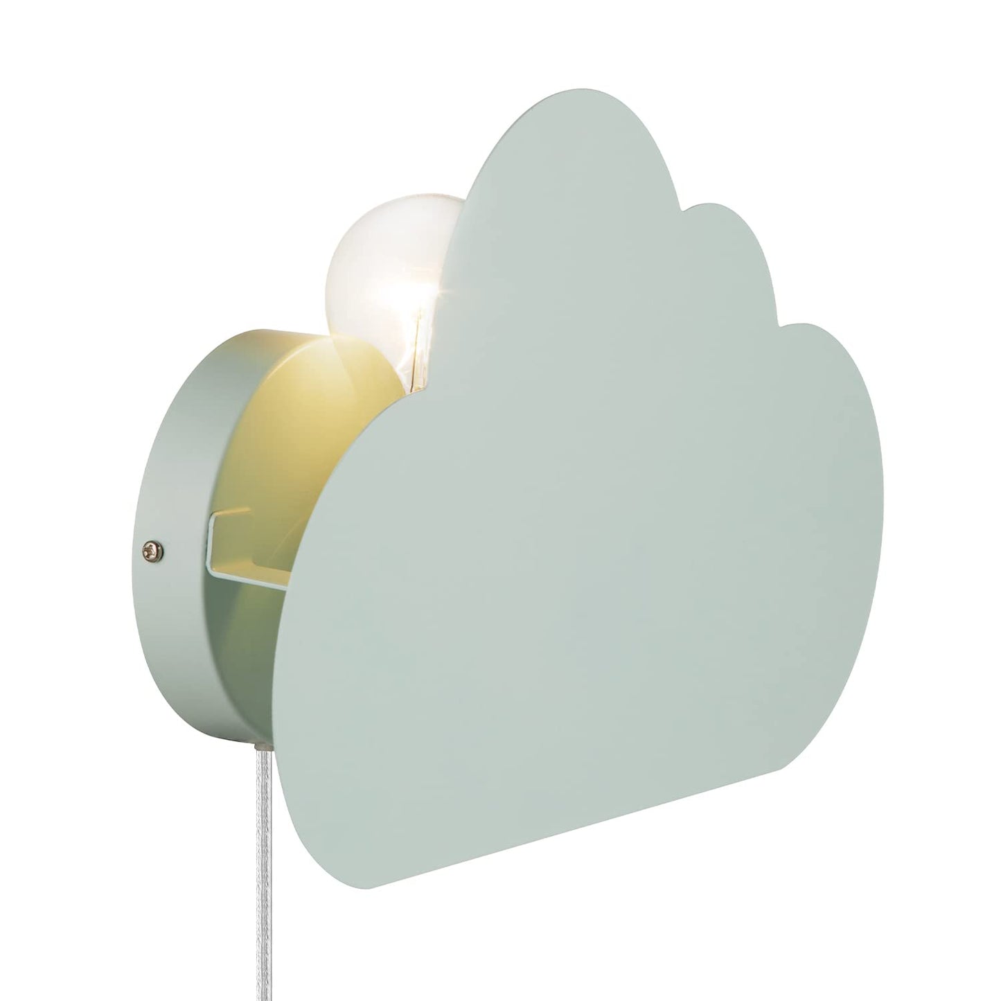 Globe Electric Nimbus 1-Light Floating Cloud Plug-in Wall Sconce, Matte Mint, 6ft Clear Cord, Inline On/Off Rocker Switch, Bulb Not Included