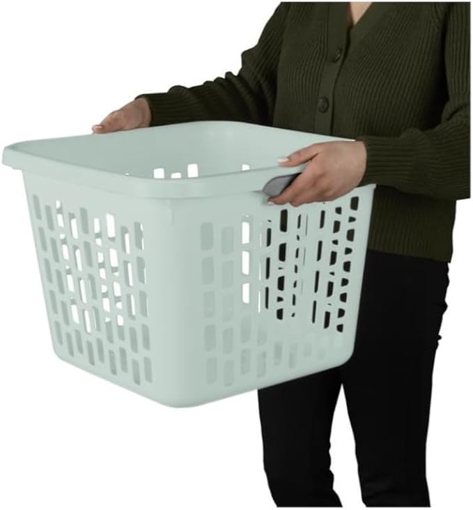 Sterilite 1.5 Bushel Square Laundry Basket Mindful Mint Comfort Grip Handles