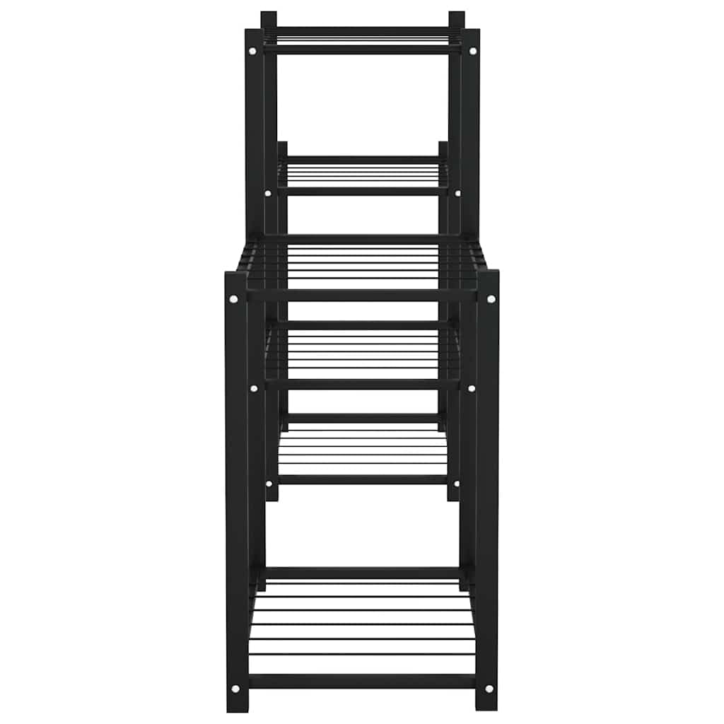 ZXQVLMRS 3-Tier Metal Flower Stand, Rectangular Iron Plant Display Shelf for Indoor Outdoor Garden Balcony Living Room, Stable Pot Holder Rack, Black