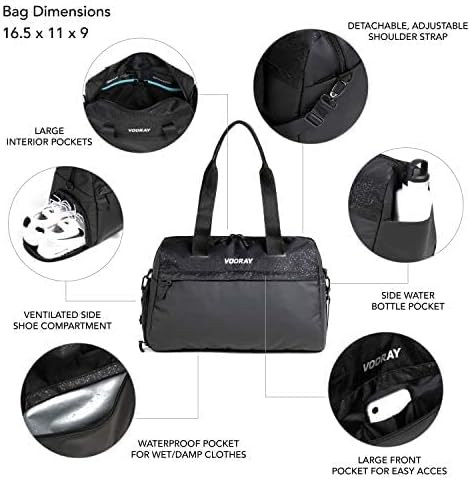 Vooray 25L Trainer Duffel Bag ??Lightweight Travel Duffel for Women and Men with Shoe Pocket, Workout Bag, Weekender for Overnight, Football, Traveling, or Hospital Use