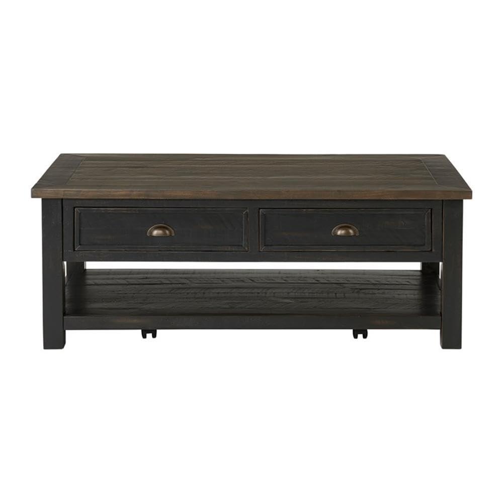 Martin Svensson Home Solid Wood Coffee Table, Black with Brown Top