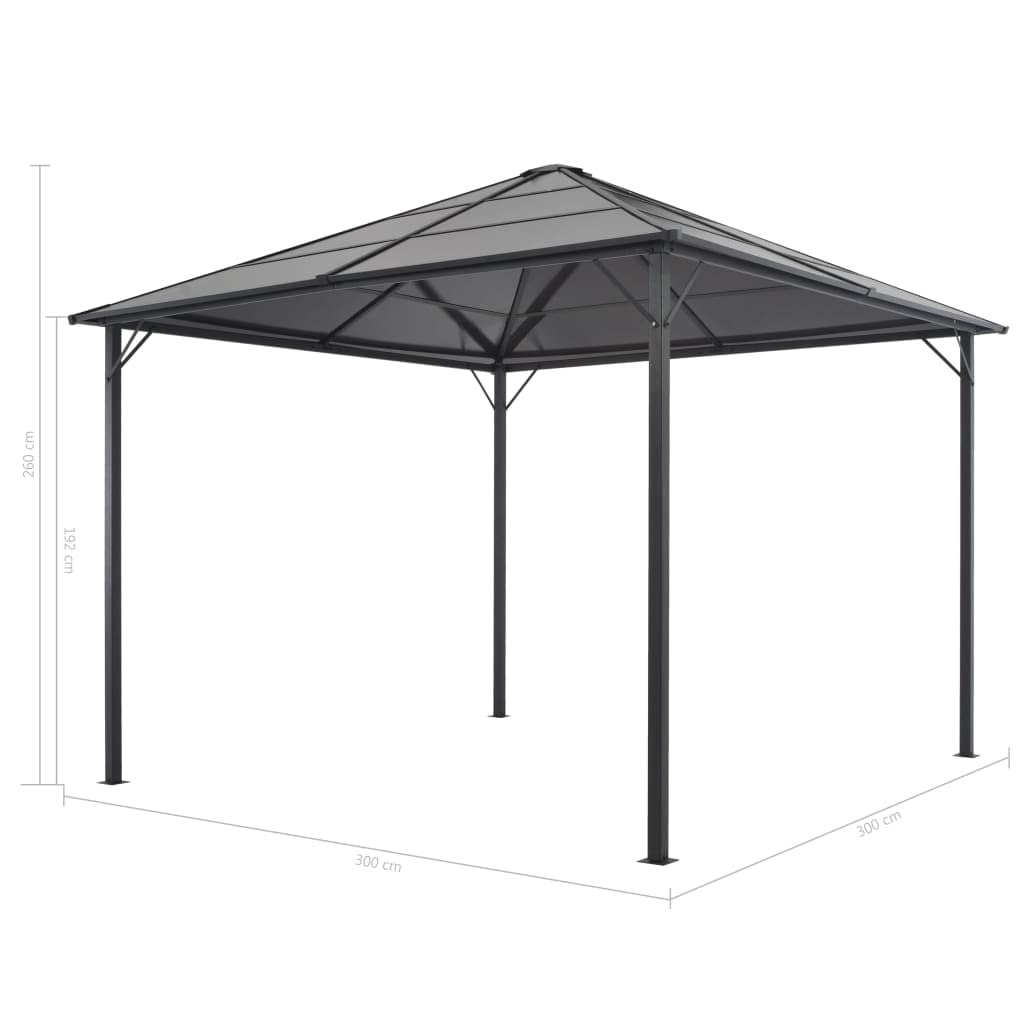 Gazebo with Curtain Aluminum 9.8'x9.8' Black, UV-Proof PC Roof, Outdoor Patio Canopy Tent for Events Outdoor Structures