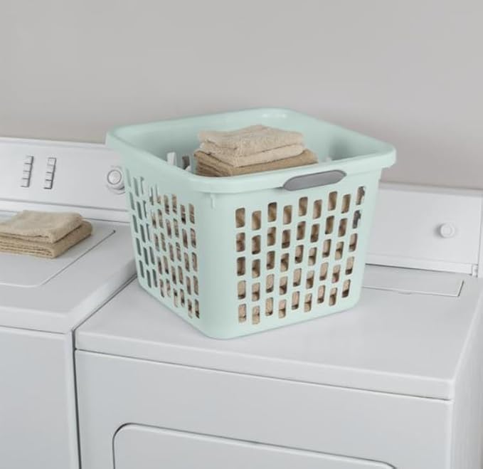 Sterilite 1.5 Bushel Square Laundry Basket Mindful Mint Comfort Grip Handles