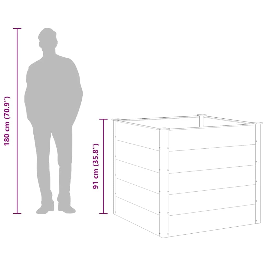Foknhdi 39.4 x 39.4 x 35.8 in Grey Raised Garden Bed Outdoor, Large Square WPC Planter Box with Aluminum Frame for Patio, Balcony, Yard Herb & Vegetable Growing