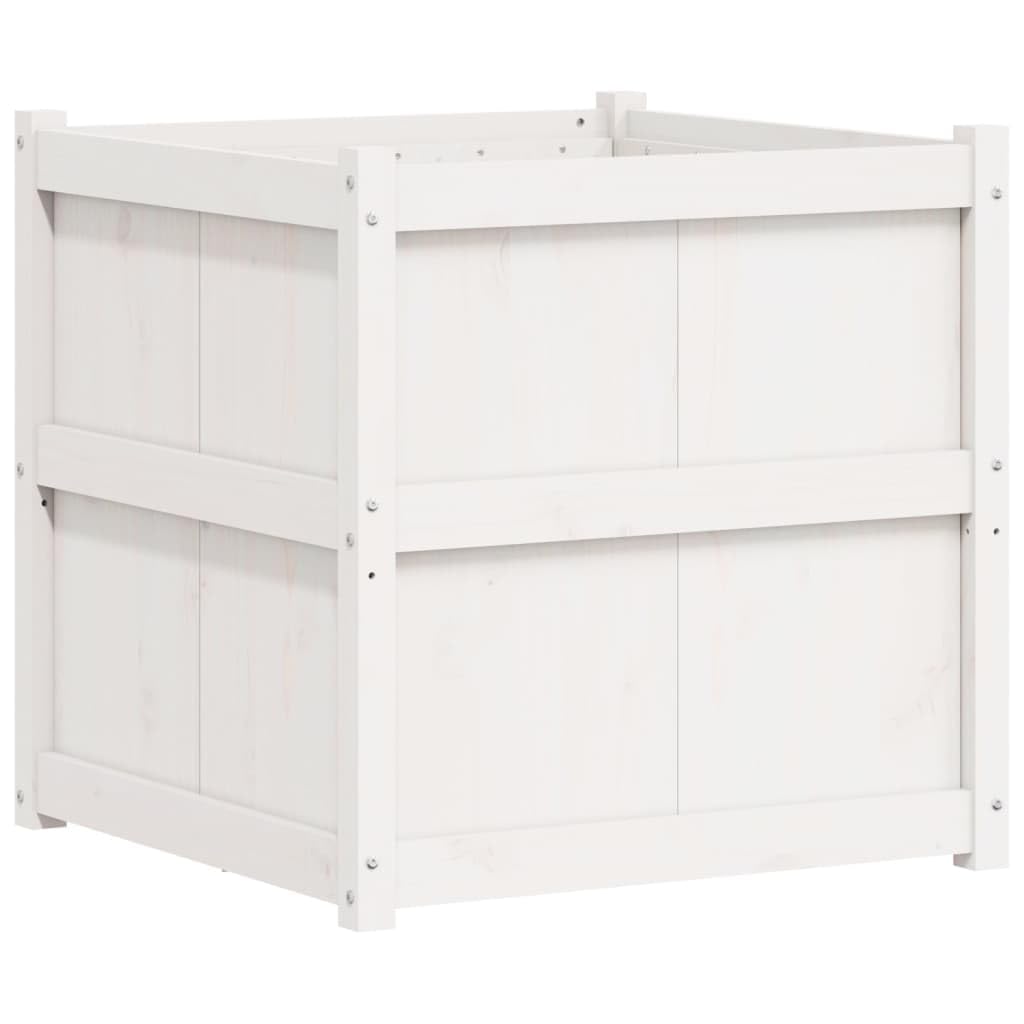 Mhdvray Large 27.6" White Solid Pine Wood Outdoor Raised Garden Planter Box, Elevated Flower & Vegetable Bed for Patio Balcony Terrace