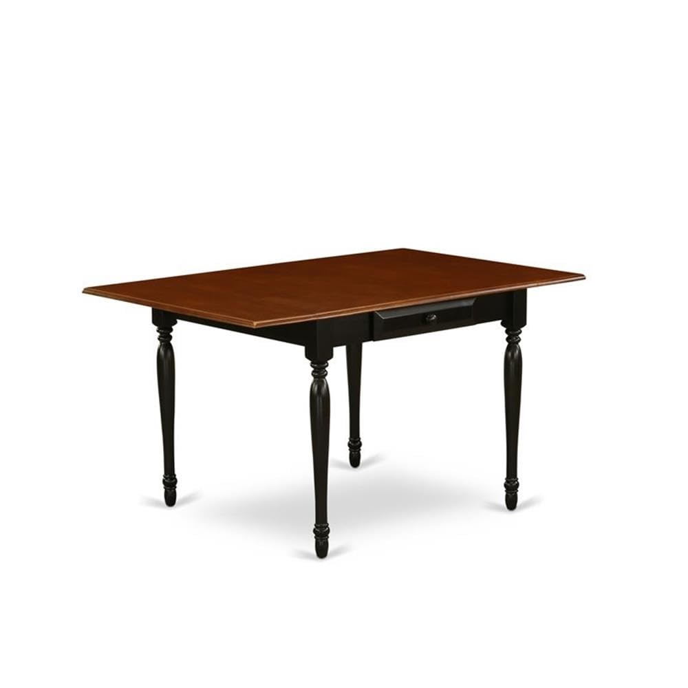 East West Furniture MZAN3-BCH-W 3 Piece Dining Table Set for Small Spaces Contains a Rectangle Dining Room Table with Dropleaf and 2 Wood Seat Chairs, 36x54 Inch, Black & Cherry